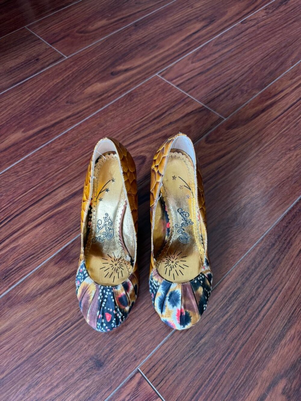 NAUGHTY MONKEY Colorful Patterned Leather High Heels - Size 8
